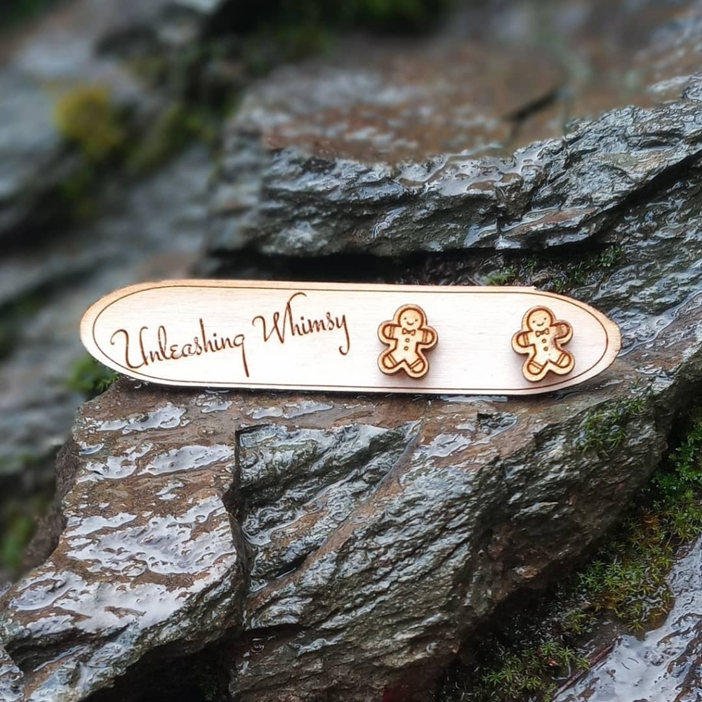 Wooden Gingerbread Earrings ~ Gingy Earrings